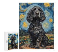 Jigsaw Puzzle 500 PCS for Teenagers Starry Night Cocker Spaniel Art Print-4 Adult Jigsaw Puzzles For Family Fun Help The Brain Exercise Beautiful Design Game 500 PCS