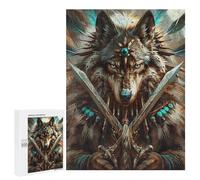 Jigsaw Puzzle 500 PCS for Teenagers Wolf Warrior Art Print Jigsaws for Adults Puzzle Improve Memory Educational Challenge Unique Birthday And Gifts 500 PCS