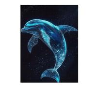 Jigsaw Puzzle 500 PCS for Teenagerss Algorithmic Cosmic Dolphin Teenagers Puzzles Relaxing Games Perfect Decoration Stress Reduction Gifts 500 PCS