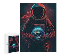 Jigsaw Puzzle 500 PCS for Teenagerss Astronaut Holding Earth Puzzle for Adults Relaxing Games Perfect Decoration Deal As Gifts for The Whole Family 500 PCS
