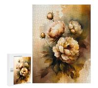 Jigsaw Puzzle 500 PCS for Teenagerss Beige Flowers Abstract Art Puzzle for Adults Relaxing Games Perfect Decoration Deal As Gifts for The Whole Family 500 PCS