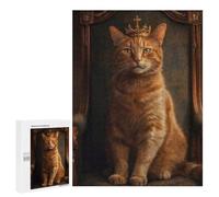 Jigsaw Puzzle 500 PCS for Teenagerss Bossy Cat Throne Crown Puzzle for Adults Relaxing Games Perfect Decoration Deal As Gifts for The Whole Family 500 PCS