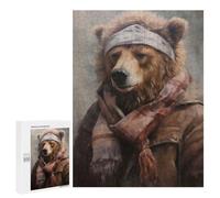 Jigsaw Puzzle 500 PCS for Teenagerss Cozy Brown Bear Puzzles for Adults Family Game Home Decoration for Birthday, Chrismas 500 PCS