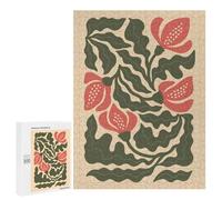 Jigsaw Puzzle 500 PCS for Teenagerss Elegant Red Floral Illustration - Botanical Wall Art with Hand-Drawn Flowers Puzzles for Adults Family Game Home Decoration for Birthday, Chrismas 500 PCS