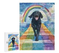 Jigsaw Puzzle 500 PCS for Teenagerss Flat-coated Retriever Rainbow Bridge Teenagers Puzzles DIY Toys Wall Decoration Help The Brain Exercise 500 PCS