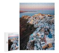 Jigsaw Puzzle 500 PCS for Teenagerss Oia Santorini Aerial View Puzzle for Adults Relaxing Games Perfect Decoration Deal As Gifts for The Whole Family 500 PCS