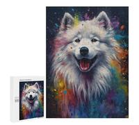 Jigsaw Puzzle 500 PCS for Teenagerss Samoyed Painting Puzzle for Adults Relaxing Games Perfect Decoration Deal As Gifts for The Whole Family 500 PCS