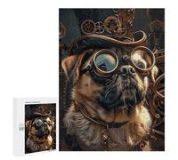 Jigsaw Puzzle 500 PCS for Teenagerss Steampunk Pug Dog Teenagers Puzzles DIY Toys Wall Decoration Help The Brain Exercise 500 PCS