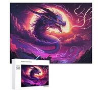 Jigsaw Puzzle 500 PCS for Teenagerss Thundering Purple Dragon Sky Puzzle for Adults Relaxing Games Perfect Decoration Deal As Gifts for The Whole Family 500 PCS