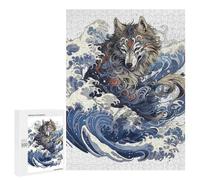 Jigsaw Puzzle 500 PCS for Teenagerss Wolf Great Wave Japan Puzzles for Adults Family Game Home Decoration for Birthday, Chrismas 500 PCS