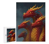 Jigsaw Puzzle 500 PCS Four-headed Fire Dragon Fantasy Artwork Adult Jigsaw Puzzles Enhance Memory Parent-child Interaction Brainteaser Family Games 500 PCS