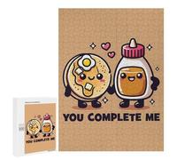 Jigsaw Puzzle 500 PCS Funny Couple, You Complete Me - Cute Pancakes & Syrup Jigsaws for Adults Puzzle Birthday Present Difficult And Challenge Challenging Game Gifts 500 PCS