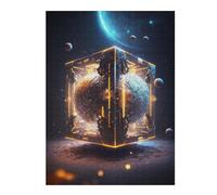 Jigsaw Puzzle 500 PCS Galactic Cube Cosmic Artistry Puzzle for Adults Anti-Stress Toys Perfect Decoration Deal As Gifts for The Whole Family 500 PCS