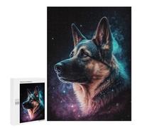 Jigsaw Puzzle 500 PCS Galactic German Shepherd Art Print -3 Jigsaws for Adults Puzzle Birthday Present Difficult And Challenge Challenging Game Gifts 500 PCS