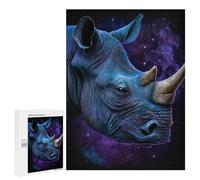 Jigsaw Puzzle 500 PCS Galactic Rhino Cosmic Wildlife Art Jigsaw Puzzles for Teenagerss Hand Speed Race Fun Activities at Home Challenging Game And Family Play 500 PCS