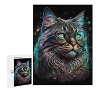 Jigsaw Puzzle 500 PCS Glamorous Cat Glasses Art Print Jigsaw Puzzles for Teenagerss Hand Speed Race Fun Activities at Home Challenging Game And Family Play 500 PCS
