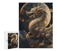 Jigsaw Puzzle 500 PCS Golden Dragon Moonlit Sky Jigsaws for Adults Toy Wall Decor Difficult Hard Unique Gifts for Birthday And Christmas 500 PCS