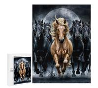 Jigsaw Puzzle 500 PCS Golden Horse And Black Jigsaws for Adults Toy Wall Decor Pattern Assembly Deal As Gifts for The Whole Family 500 PCS
