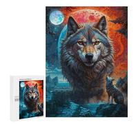 Jigsaw Puzzle 500 PCS Howling at Lone Wolf Moon Jigsaws for Adults Toy Wall Decor Pattern Assembly Deal As Gifts for The Whole Family 500 PCS