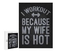Jigsaw Puzzle 500 PCS I Workout Because My Wife Is Hot - Funny Husband Gym Motivation Puzzles for Teenagerss Stress Reliever Educational Challenge Unique Birthday And Gifts 500 PCS