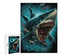 Jigsaw Puzzle 500 PCS Jaws The Megalodon Strikes Back Jigsaws for Adults Anti-Stress Toys Staycation Kill Time Help The Brain Exercise 500 PCS