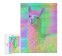 Jigsaw Puzzle 500 PCS Llama in Neon Glow Jigsaws for Adults Toy Wall Decor Pattern Assembly Deal As Gifts for The Whole Family 500 PCS