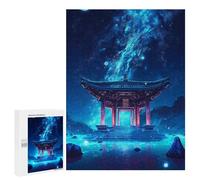 Jigsaw Puzzle 500 PCS Magical Asian Pavilion Night Scene Puzzles for Teenagerss Stress Reliever Educational Challenge Unique Birthday And Gifts 500 PCS