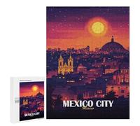 Jigsaw Puzzle 500 PCS Mexico City Skyline at Sunset Jigsaws for Adults Toy Wall Decor Pattern Assembly Deal As Gifts for The Whole Family 500 PCS