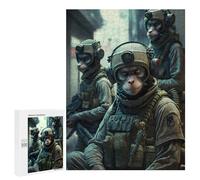 Jigsaw Puzzle 500 PCS Monkey Soldiers in Action Jigsaws for Adults Anti-Stress Toys Staycation Kill Time Help The Brain Exercise 500 PCS