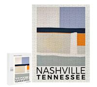 Jigsaw Puzzle 500 PCS Nashville Tennessee Poster Puzzles for Teenagerss Stress Reliever Educational Challenge Unique Birthday And Gifts 500 PCS