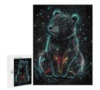 Jigsaw Puzzle 500 PCS Neon Bear in Space Jigsaw Puzzles for Teenagerss Hand Speed Race Fun Activities at Home Challenging Game And Family Play 500 PCS