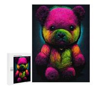 Jigsaw Puzzle 500 PCS Neon Rainbow Teddy Bear Jigsaws for Adults Anti-Stress Toys Staycation Kill Time Help The Brain Exercise 500 PCS