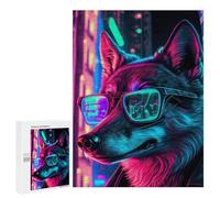 Jigsaw Puzzle 500 PCS Neon Wolf Glasses Art-2 Jigsaws for Adults Toy Wall Decor Difficult Hard Unique Gifts for Birthday And Christmas 500 PCS