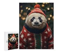 Jigsaw Puzzle 500 PCS Pandas Cozy Christmas Adult Puzzles Toy Wall Decor Birthday Present Deal As Gifts for The Whole Family 500 PCS