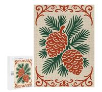 Jigsaw Puzzle 500 PCS Pinecones And Pine Needles with Ornate Border Jigsaw Puzzles for Teenagerss Hand Speed Race Fun Activities at Home Challenging Game And Family Play 500 PCS