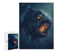 Jigsaw Puzzle 500 PCS Piranha Evil Scary Horror Puzzles for Teenagerss Stress Reliever Educational Challenge Unique Birthday And Gifts 500 PCS