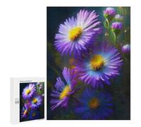 Jigsaw Puzzle 500 PCS Purple Aster Flowers Garden Puzzles for Teenagerss Stress Reliever Educational Challenge Unique Birthday And Gifts 500 PCS
