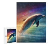 Jigsaw Puzzle 500 PCS Rainbow Dolphin Splash Adult Jigsaw Puzzles Enhance Memory Parent-child Interaction Brainteaser Family Games 500 PCS