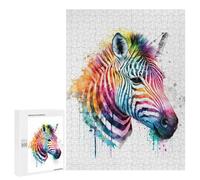 Jigsaw Puzzle 500 PCS Rainbow Zebra Watercolor Art Print Jigsaws for Adults Toy Wall Decor Difficult Hard Unique Gifts for Birthday And Christmas 500 PCS