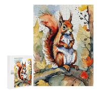 Jigsaw Puzzle 500 PCS Red Squirrel Watercolor Painting Jigsaws for Adults Toy Wall Decor Pattern Assembly Deal As Gifts for The Whole Family 500 PCS