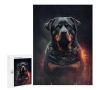Jigsaw Puzzle 500 PCS Rottweiler Fire Jigsaws for Adults Toy Wall Decor Pattern Assembly Deal As Gifts for The Whole Family 500 PCS