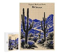 Jigsaw Puzzle 500 PCS Saguaro National Park Arizona Illustration Jigsaws for Adults Puzzle Birthday Present Difficult And Challenge Challenging Game Gifts 500 PCS