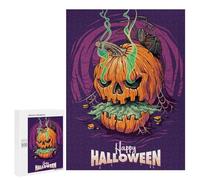 Jigsaw Puzzle 500 PCS Spooky Halloween Pumpkin Artwork Puzzles for Teenagerss Stress Reliever Educational Challenge Unique Birthday And Gifts 500 PCS
