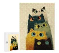 Jigsaw Puzzle 500 PCS Stack of Colorful Cartoon Cats Jigsaws for Adults Toy Wall Decor Pattern Assembly Deal As Gifts for The Whole Family 500 PCS