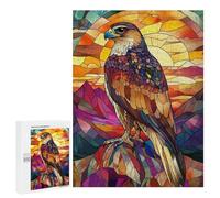 Jigsaw Puzzle 500 PCS Stained Glass Falcon Jigsaws for Adults Toy Wall Decor Difficult Hard Unique Gifts for Birthday And Christmas 500 PCS