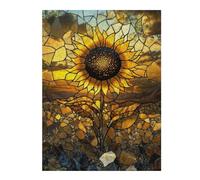 Jigsaw Puzzle 500 PCS Stained Glass Sunflower Jigsaw for Adults Toy Wall Decor Staycation Kill Time Unique Birthday And Gifts 500 PCS