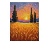 Jigsaw Puzzle 500 PCS Sunset Wheat Field Jigsaw for Adults Toy Wall Decor Staycation Kill Time Unique Birthday And Gifts 500 PCS