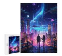 Jigsaw Puzzle 500 PCS Technology City Night Adult Puzzles Toy Wall Decor Birthday Present Deal As Gifts for The Whole Family 500 PCS