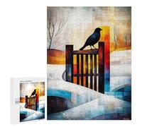 Jigsaw Puzzle 500 PCS The Magpie - Monet Inspired - Geometric Winter Scene - Abstract Impressionist Landscape Jigsaws for Adults Toy Wall Decor Pattern Assembly Deal As Gifts for The Whole Family 500