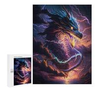 Jigsaw Puzzle 500 PCS Thundering Dragon Storm Jigsaw Puzzles for Teenagerss Hand Speed Race Fun Activities at Home Challenging Game And Family Play 500 PCS